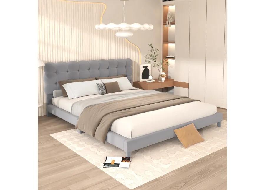 Merax Modern Upholstered Platform Bed with Headboard