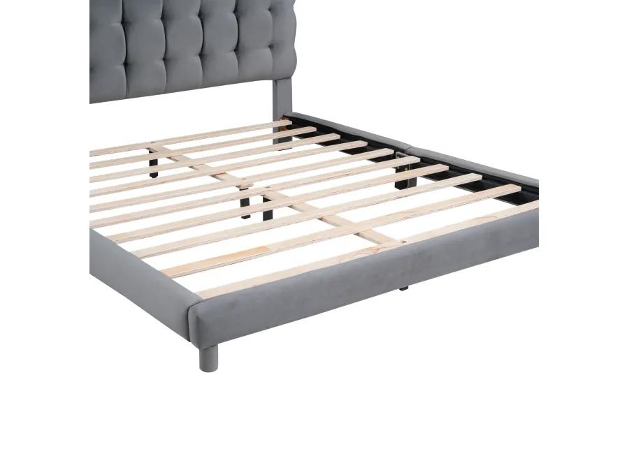 Merax Modern Upholstered Platform Bed with Headboard