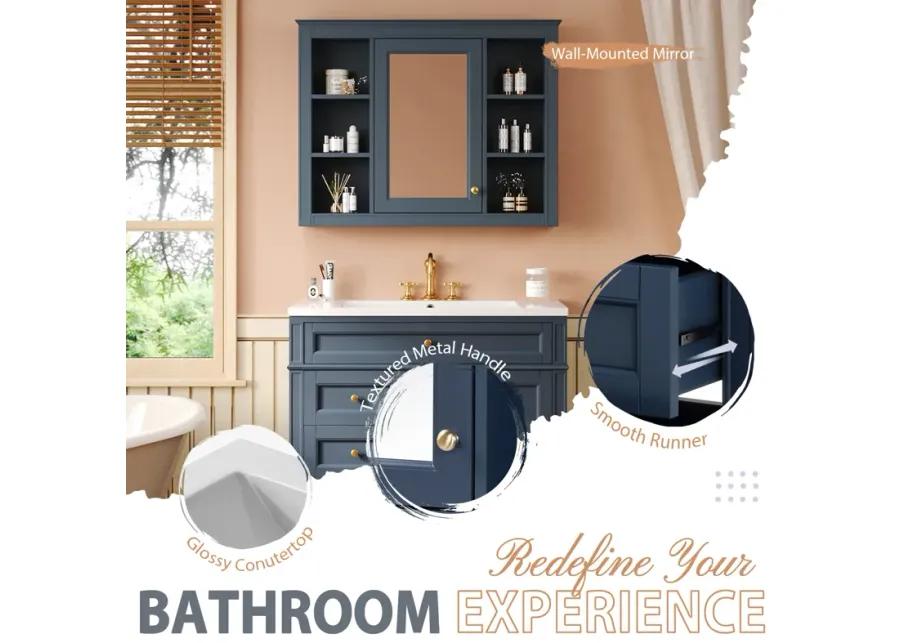 3-in-1 Bathroom Vanity with Mirror Cabinet and Ample Storage