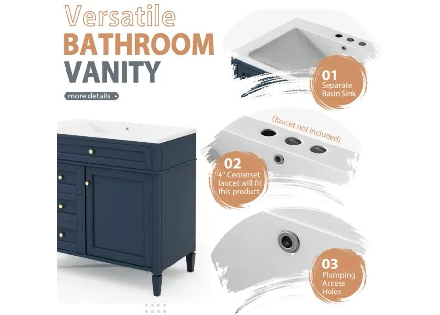 3-in-1 Bathroom Vanity with Mirror Cabinet and Ample Storage