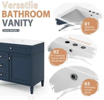 3-in-1 Bathroom Vanity with Mirror Cabinet and Ample Storage