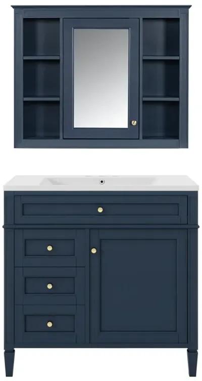 3-in-1 Bathroom Vanity with Mirror Cabinet and Ample Storage