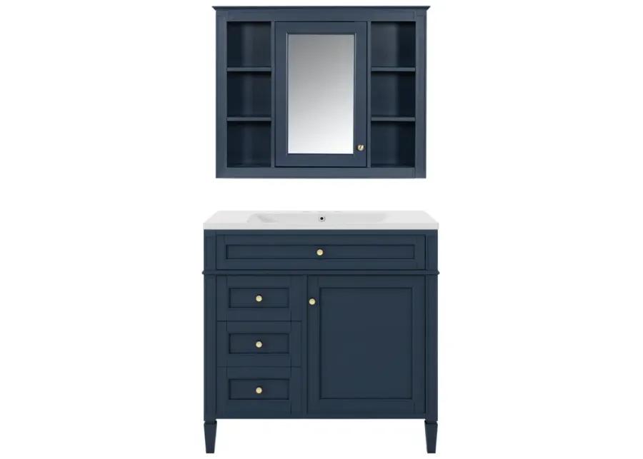 3-in-1 Bathroom Vanity with Mirror Cabinet and Ample Storage