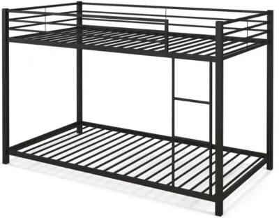 Hivvago Low Profile Twin Over Twin Metal Bunk Bed with Full-length Guardrails-Black