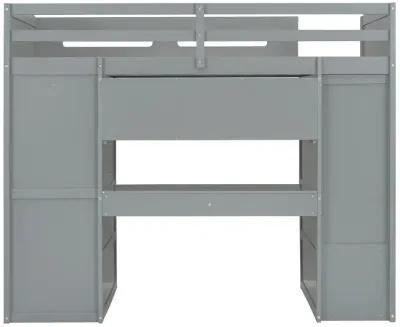 Merax Classical Loft Bed with Desk and Wardrobes