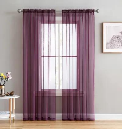 THD Essentials Sheer Voile Window Treatment Rod Pocket Curtain Panels Bedroom, Kitchen, Living Room - Set of 2