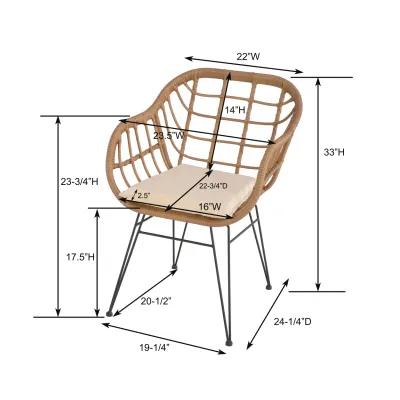 3-Piece Patio Conversation Set with 2 Wicker Chairs