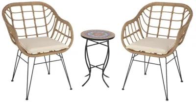 3-Piece Patio Conversation Set with 2 Wicker Chairs