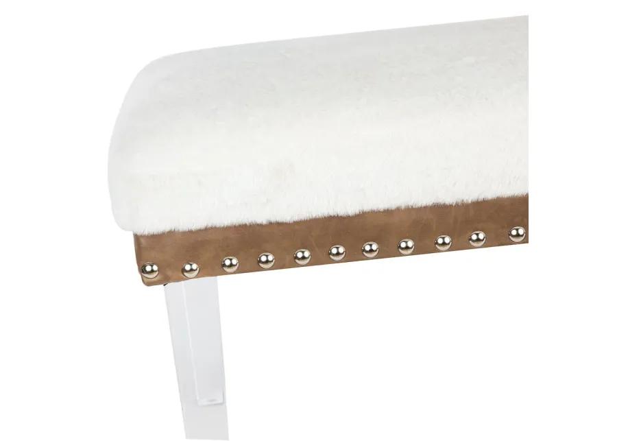 Jofran Brianna Modern Luxury Faux Fur Upholstered Bench with Clear Acrylic Legs