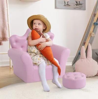 Kids' Princess Sofa Set: With Footstool, Diamond Decor