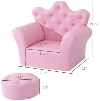 Kids' Princess Sofa Set: With Footstool, Diamond Decor