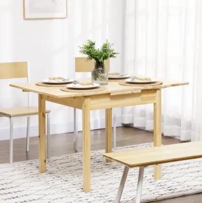 Natural Wood Dining: Folding Table with Drop Leaf for Small Spaces