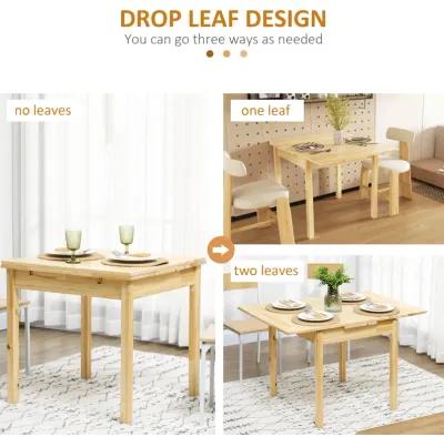 Natural Wood Dining: Folding Table with Drop Leaf for Small Spaces