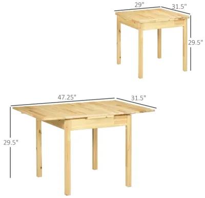 Natural Wood Dining: Folding Table with Drop Leaf for Small Spaces