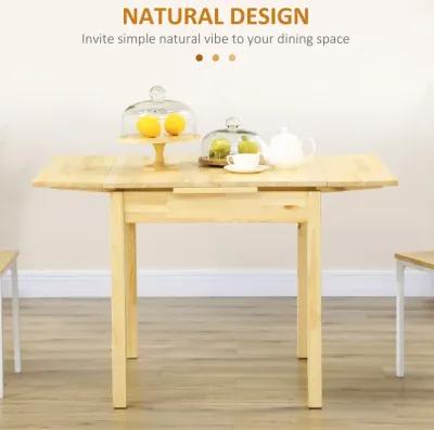 Natural Wood Dining: Folding Table with Drop Leaf for Small Spaces