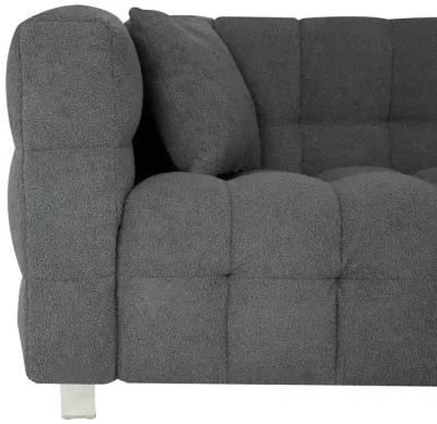 Grey Teddy Fleece Sofa Set with Throw Pillows