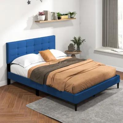 Queen Size Upholstered Platform Bed with Button Tufted Headboard