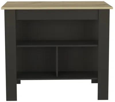 Rockaway 3-Shelf Kitchen Island Black Wengue And Light Oak