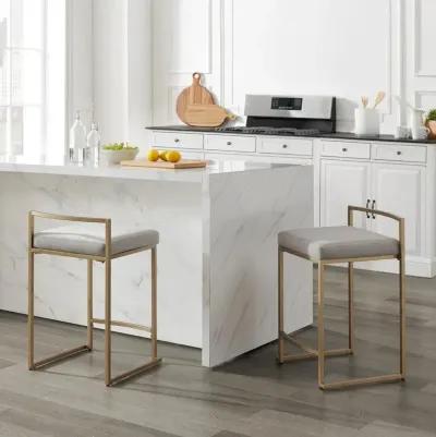 Harlowe 2Pc Counter Stool Set Gray/ Gold - 2 Stools