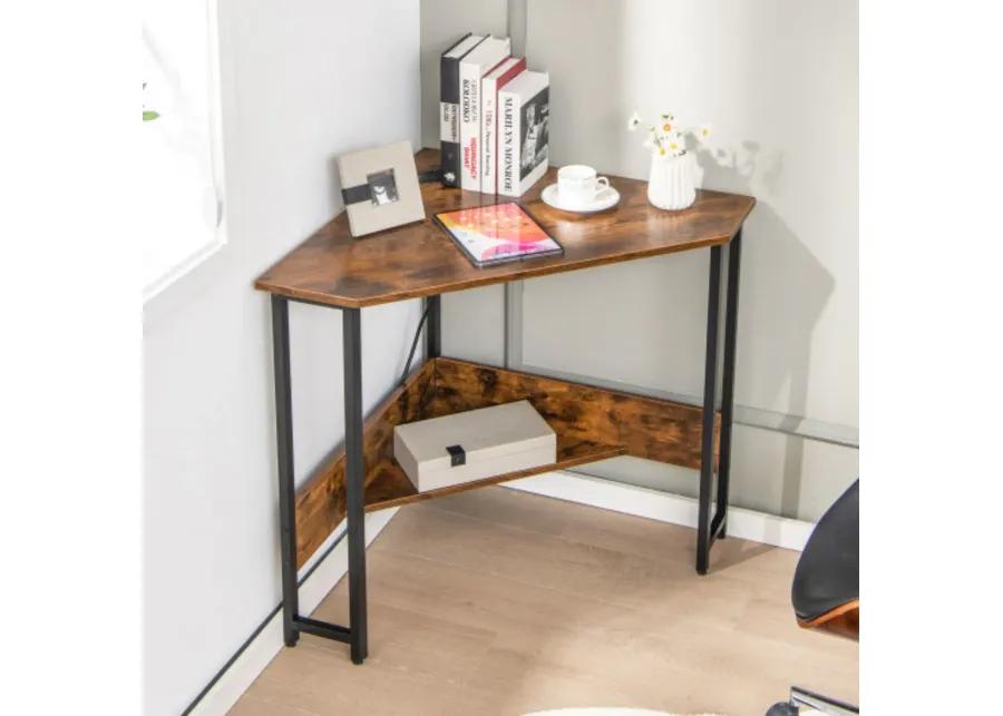 Triangle Computer Corner Desk with Charging Station