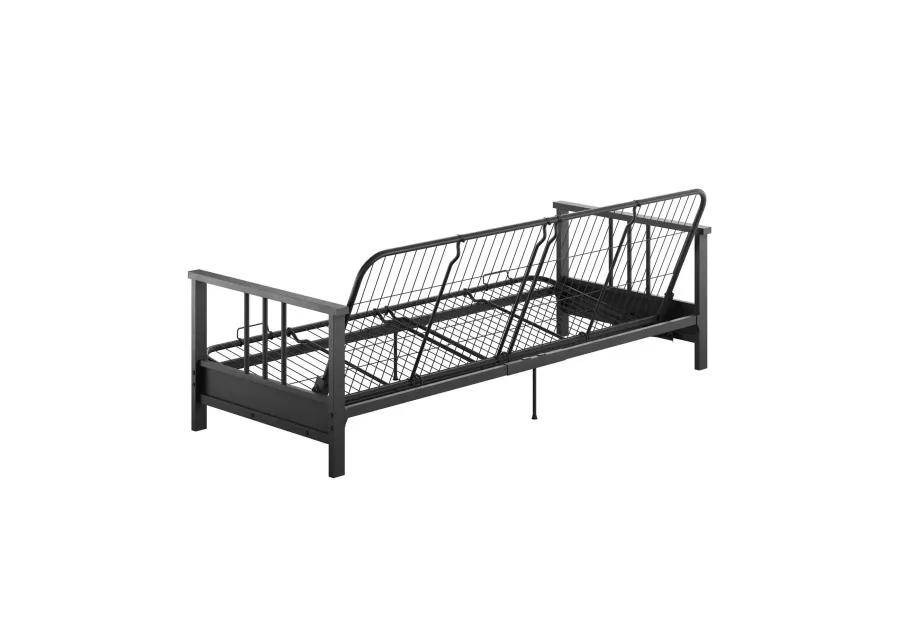 Bretta Contemporary Black Metal Arm Futon Frame