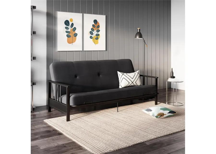 Bretta Contemporary Black Metal Arm Futon Frame