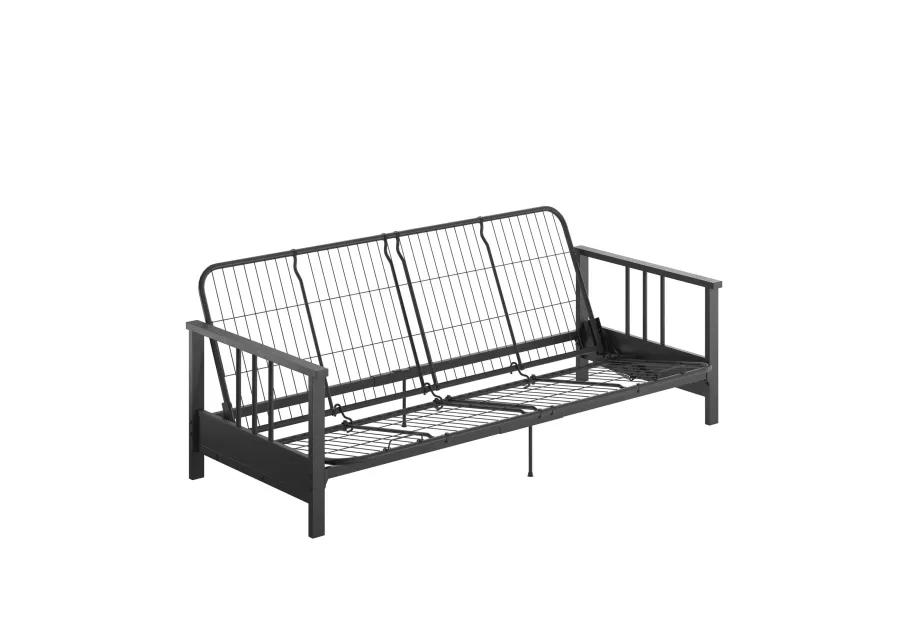 Bretta Contemporary Black Metal Arm Futon Frame