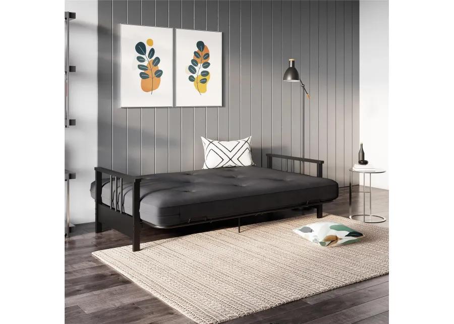 Bretta Contemporary Black Metal Arm Futon Frame