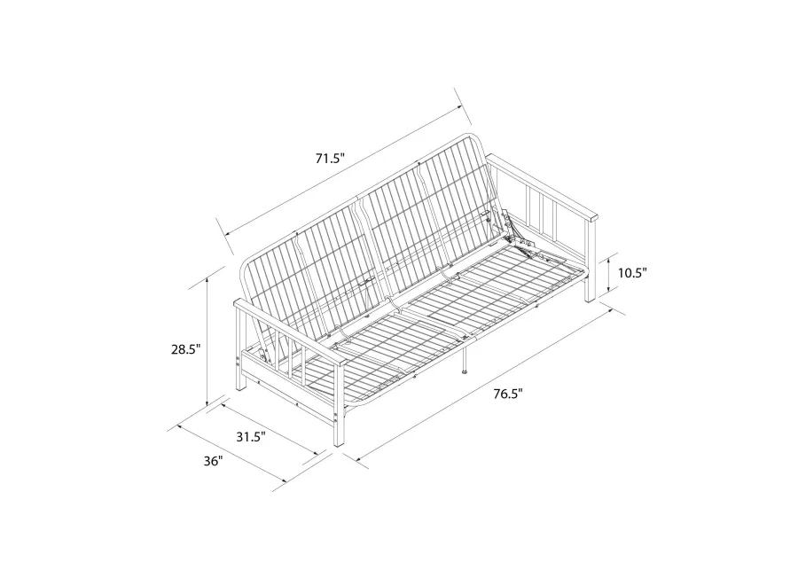 Bretta Contemporary Black Metal Arm Futon Frame