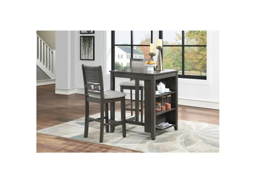 New Classic Furniture Furniture Gia Solid Wood Counter Table 2 Chairs in Gray