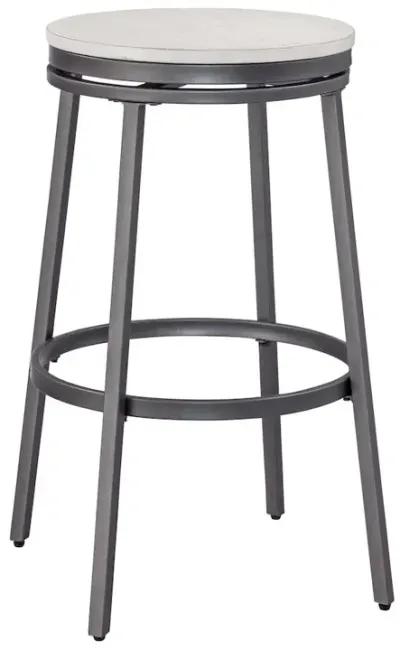 Stockton 30" Backless Metal Swivel Stool - Slate Grey - White Oak Seat