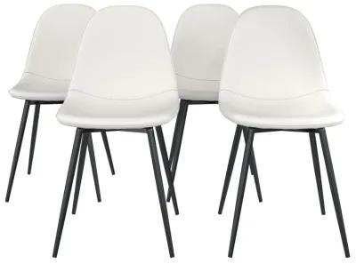 REALROOMS Brandon Upholstered 4-Piece Dining Chairs, 4-Pack, White Faux Leather