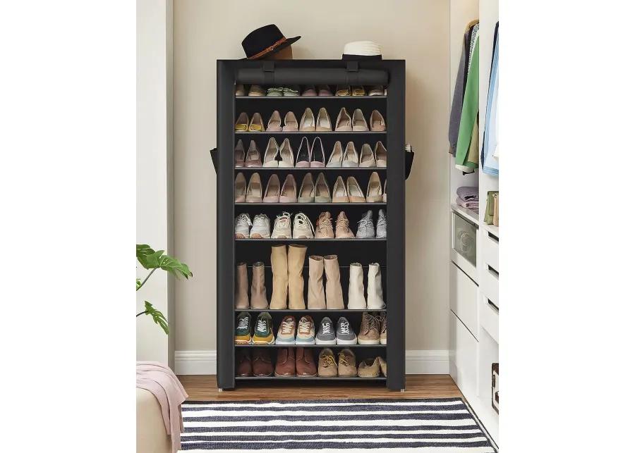 9-Tier Shoe Tower Rack with Cover 40 to 50 Pair Space Saving Shoe Storage Organizer