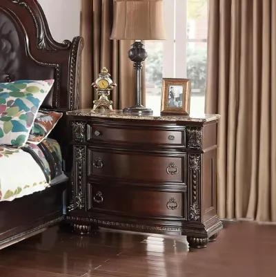 Wooden Nightstand with Three Spacious Drawers and Bun Feet, Brown-Benzara