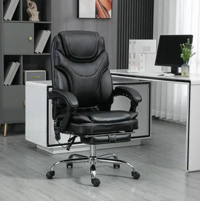 Black PU Leather Massage Chair: 6 Vibration Points, Heated