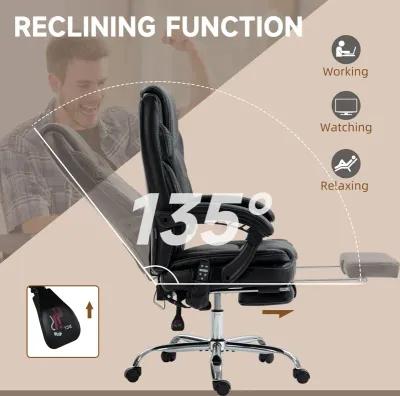 Black PU Leather Massage Chair: 6 Vibration Points, Heated