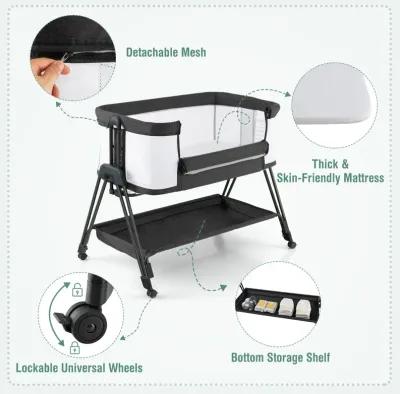 Baby Portable Bedside Sleeper with 7 Adjustable Heights