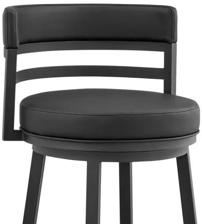 Madrid  Counter Height Swivel Black Faux Leather and Metal Bar Stool