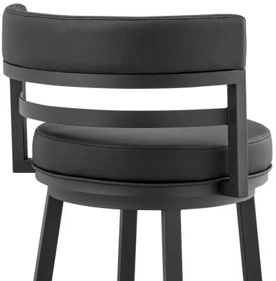 Madrid  Counter Height Swivel Black Faux Leather and Metal Bar Stool