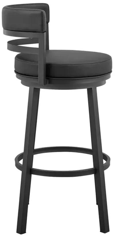 Madrid  Counter Height Swivel Black Faux Leather and Metal Bar Stool