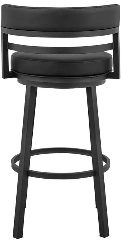 Madrid  Counter Height Swivel Black Faux Leather and Metal Bar Stool