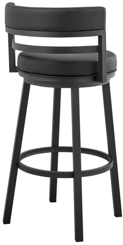 Madrid  Counter Height Swivel Black Faux Leather and Metal Bar Stool