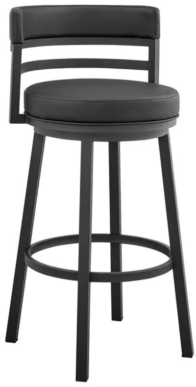 Madrid  Counter Height Swivel Black Faux Leather and Metal Bar Stool