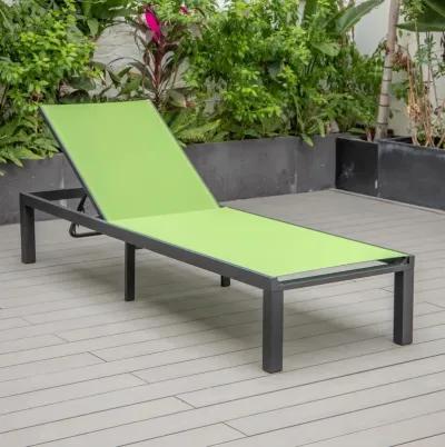 LeisureMod Marlin Patio Chaise Lounge Chair With Black Aluminum Frame