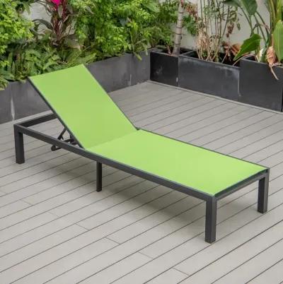 LeisureMod Marlin Patio Chaise Lounge Chair With Black Aluminum Frame