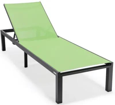 LeisureMod Marlin Patio Chaise Lounge Chair With Black Aluminum Frame