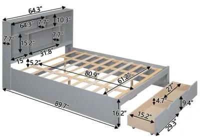 Merax Modern Platform Bed with Storage Headboard