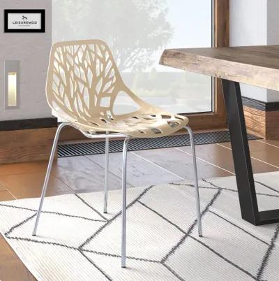 LeisureMod Modern Asbury Dining Chair w/ Chromed Legs