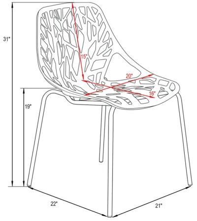 LeisureMod Modern Asbury Dining Chair w/ Chromed Legs