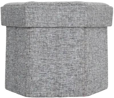 Small Decorative Grey Foldable Hexagon Ottoman for Living Room, Bedroom, Dining, Playroom or Office